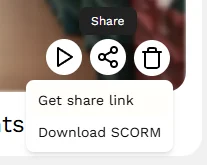 Download SCORM option in share menu