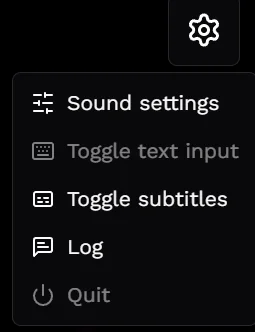 Web Player settings menu