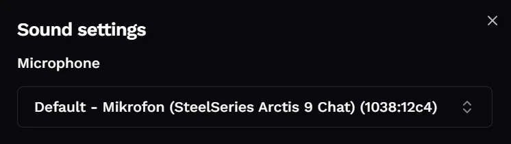 Web Player sound settings panel